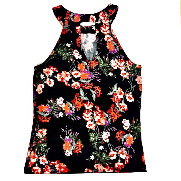 Keyhole neck Floral halter top women - Picture 1 of 6